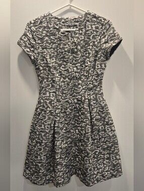 Eliza J Textured Black and White Zip Front Dress